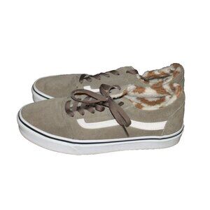 Vans Old Skool Pig Suede Womens Size 9 Shoes Faux Fur Lined Gray/Green